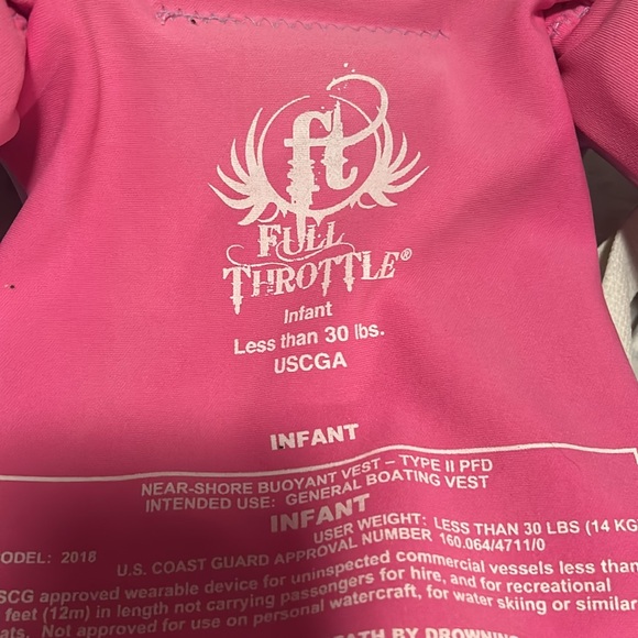 Full Throttle Infant Girls Life Vest / up to 30 lbs - Picture 2 of 5